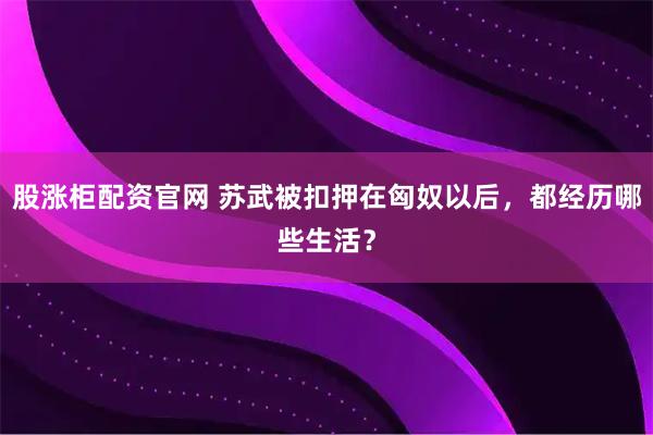 股涨柜配资官网 苏武被扣押在匈奴以后，都经历哪些生活？